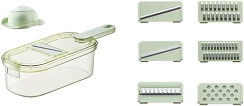 Unlnsiy スライサー おしゃれ ジャガイモの千切り 野菜カッター 多機能 千切り 1台6役 多機能スライサー 野菜 スライサーセット スライス 野菜カッティング 玉ねぎ だいこん 調理器 大根おろし しりしり器 ハンドガード付き 水切りバスケット (