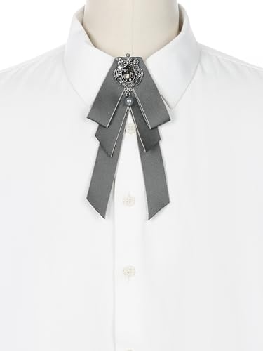 Image of Women's Ribbon Brooch Necktie Rhinestone Bow Ties for Elegant Chic
