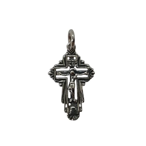 Croix orthodoxe en argent 925 massif pendentif fait main de haute joaillerie