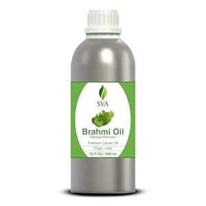 SVA ORGANICS Brahmi Oil 32 Oz Pure Natural Ayurvedic Oil for Skin, Hair Care, Hair Growth, Long & Strong Hair Oil Solution, Shampoo, Conditioner
