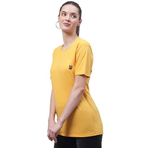 Image of Mack Jonney Women Round Neck Cotton Solid Regular Fit T-Shirt-T Anthraa 001-P