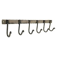 Traditional Vintage Style Wall Mounted Antique Coat Hook Rack (18 Inch) – Iron Hanger with 6 Hooks Ideal for Hanging Clothes, Bags, Hat and Utensils