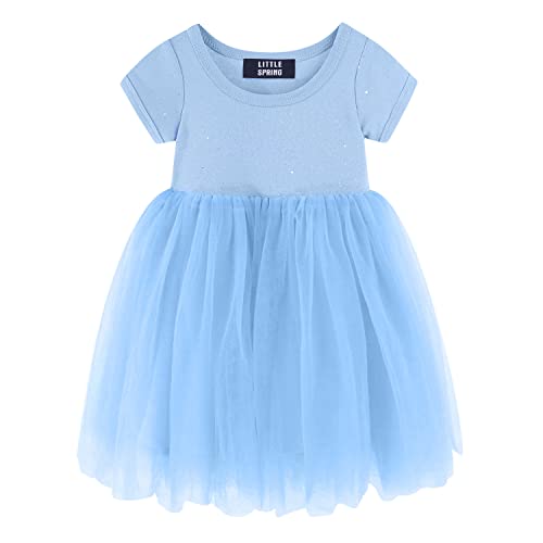 LittleSpring Little Girls Tutu Dress Summer Short-Sleeve Princess Dress