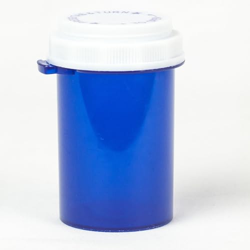Five Star Supplies Thumb Tab Plastic Pill Bottles - Reversible Cap Easy Open & Child Resistant - Pill Container Prescription Vial - Easy Open/Push N Turn (Blue, 30 DRAM 100 ct.)