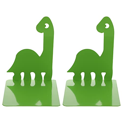TOYANDONA Buchstützen Eisen Cartoon Dinosaurier Design rutschfest Buchhalter Regal Bookends Buchstopper für DVDs Magazine Büro Bibliothek Schul Deko 1 Paar Grün