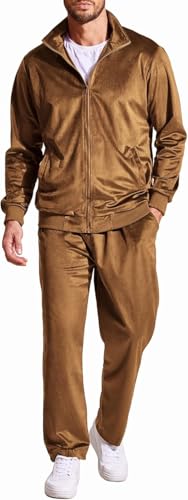 Survêtement en velours homme COOFANDY marron aux finitions haut de gamme