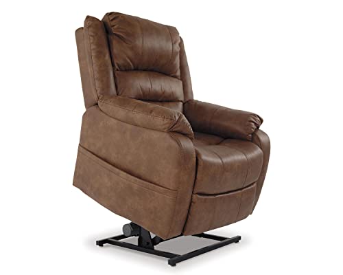 Signature Design by Ashley Yandel Faux Leather Electric Power Lift Recliner for Elderly, Brown