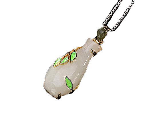 Pendentif vase en argent 925 fait main avec émail et jade pour femme