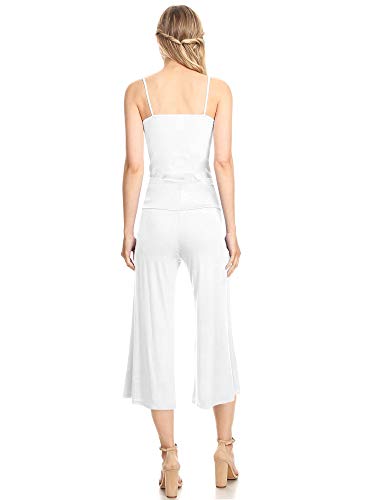 Made By Johnny Women's High Elastic Waistband Wide Leg Palazzo Culotte Gaucho Capri Pants (S~5XL)