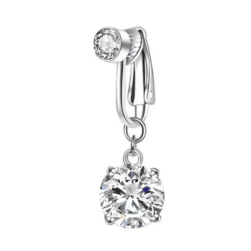 QERPON Stylish Zirconia Piercing Belly Button Clip Easy...