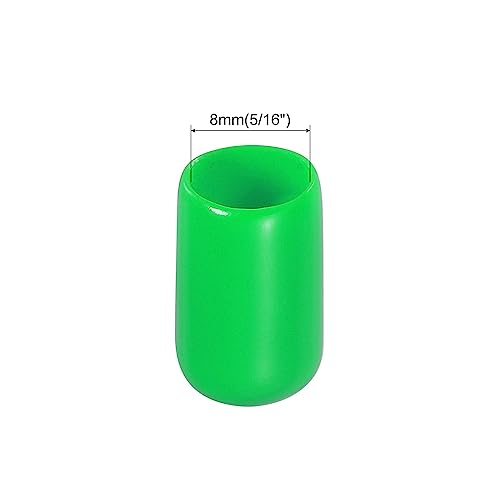 Image of MECCANIXITY 100pcs 5 /16 inch(8mm) Rubber End Caps Cover PVC Vinyl Screw Thread Protector Round Wire Shelf Caps for Screw Bolt Pipe Fence Post, Green