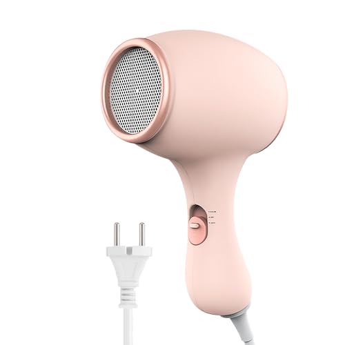 Vmxlso Kinderfön 550W Kinder Föhn Klein Kinderföhn mit 3 Temperatur Mini Föhn Kinder Süß Kinderfön Mädchen Geräuscharm Kinder Haartrockner Leicht und Lange Haltbar Reisefön für Kinder (Rosa)