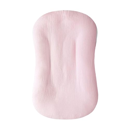 Image of Hooyax Muslin Baby Lounger Cover Soft Organic Cotton Slipcover Fits Newborn Lounger for Baby Boys and Girls (Pink)