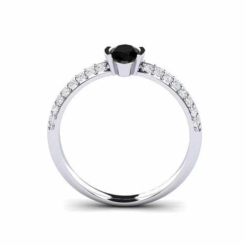 925 Sterling Silver White Gold Finish 2.7 Ct Oval Cut Onyx Black Diamond Solitaire with Accents Wedding Engagement Ring For Women2