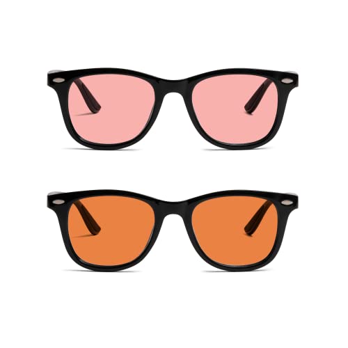 BRADDELL OPTICS FL-41 Rose & FL-60 Wayfarer Blue Light Glasses for Migraine Light Sensitivity, Fluorescent LED Lighting & Computer Screen Glare