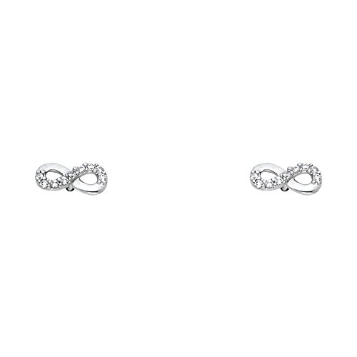 14k REAL White Gold Infinity Stud Earrings with Screw Back2