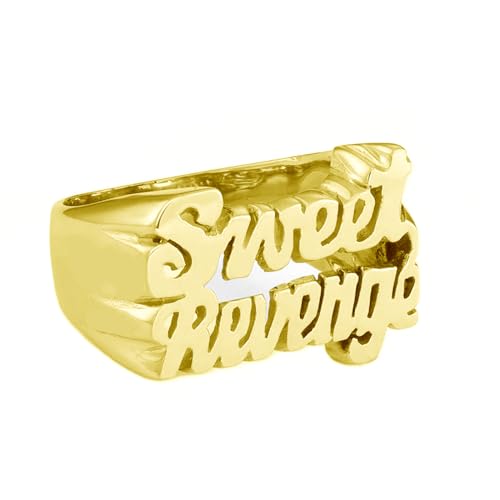 10K 14K 18K Solid Gold Personalized Name Ring for Women Custom Nameplate Statement Ring Jewelry Gift for Her Girlfriend Mom Wife BFF Birthday Mother's Day Size 4 to 16