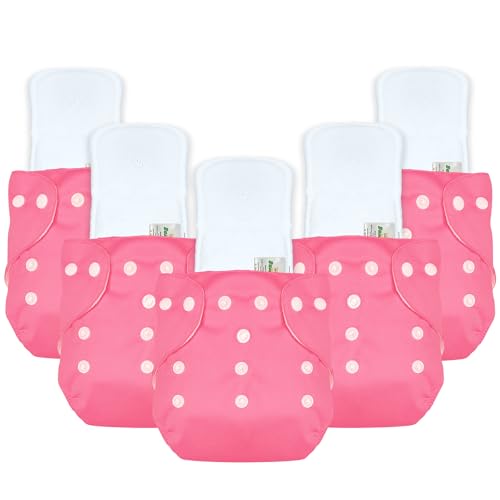 Image of Bumpers Baby Reusable Cloth Diaper with Insert Pad | Leak-Proof, Super Absorbent & Ultra Soft | Adjustable & Washable Cloth Diaper | Prevent Rashes | Freesize 5-17Kg | (3M-3Y), Pack of 5, Pink