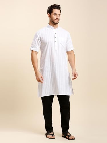 Image of Rajubhai Hargovindas Green Khadi Half Sleeve Kurta