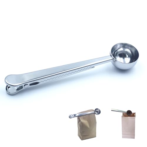 Stainless Steel Coffee Scoop with Clip, 1-Pack 1 Tbsp Measuring Spoon