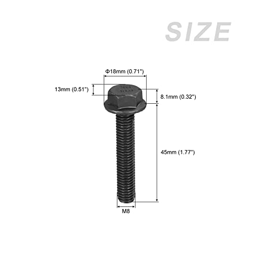 METALLIXITY Flanged Hex Head Bolts (M8x45mm) 10pcs, Hexagon Serrated Flange Bolt Fully Thread Screw - Image 2