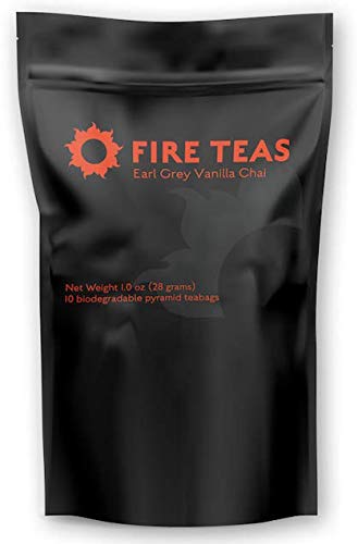Fire Teas Earl Grey Vanilla Spice Tea - Organic Earl Grey, Clove, Vanilla, Black Pepper, Cardamom, Cinnamon, Ginger - Anti Oxidant Rich, Naturally Sweet & Spicy, Bergamot Oil Coated, Keto Friendly- Made In Usa #TOP1