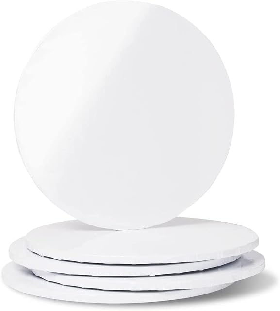 Cake Craft Company 10 Inch Round Eco Friendly Cake Board White (Pack of 5) 12mm Thick Corrugated Cake Board Drums Offering Maximum Strength and Versatility