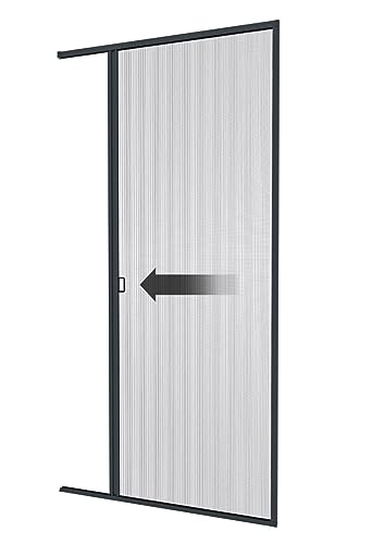 Preisvergleich Produktbild Fliegengitter Insektenschutz Plissee Alurahmen Tür Balkontür Plisseetür Terrassentür auf Maß - Maßanfertigung bis 120x240 cm - VORMONTIERTE LIEFERUNG - Anthrazit, 04219