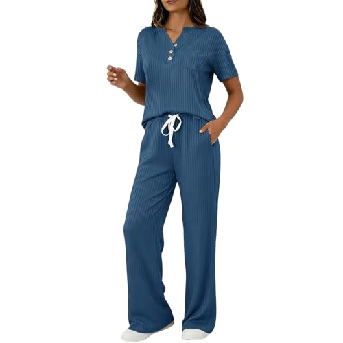 Tenue 2 pièces pour femme en maille côtelée respirante avec poches pratiques