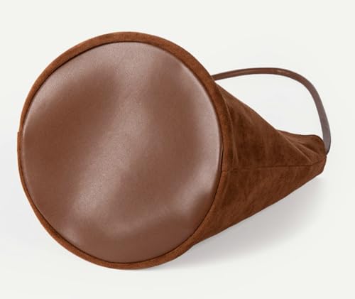 Small Suede Tote Shoulder Bags For Women Slouchy Satchel Womens Bucket Purses Retro Handbag Work Travel Fall3