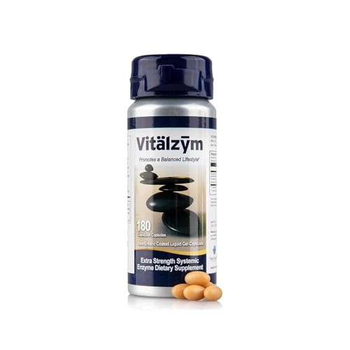 VITÄLZYM Proteolytic Systemic Enzymes Liquid Gel Capsules with Serrapeptase, Immune and Joint Support, Natural Ache Relief Plus Fertility Supplement (180 Capsules)