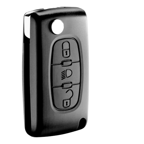 Jongo® CE0523 Kit Complet Coque Clé Compatible avec Citroën C4 Picasso Grand Picasso C5 C6 + Pile CR1620 Boîtier Plip Télécommande 3 Boutons Phare sans...