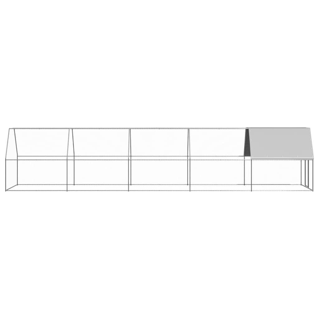 Recinto exterior para animales pequeños, 2 x 10 x 2 m, acero galvanizado con techo de polietileno impermeable y cerradura, adecuado para pollos, conejos, cobayas, patos, pájaros y roedores