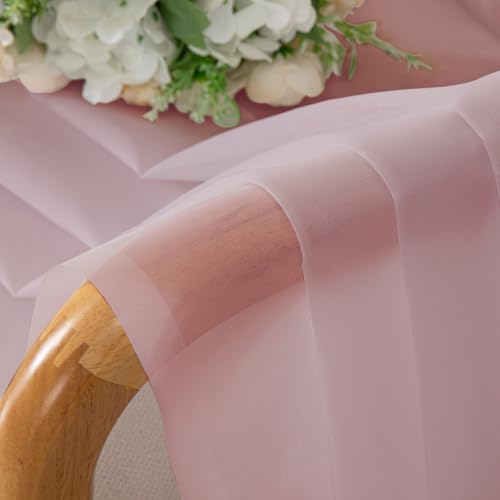Image of OVZME Blush Pink Sheer Curtains 120 Inches Long 2 Panels - Soft Light Filtering Window Sheer Panels for Living Room /Bedroom, Top Dual Rod Pocket, 1 Pair, Each 42Wx120L Inches