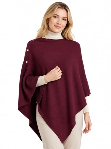 MissShorthair Women's Knit Poncho Shawl Wrap Soft Versatile Cape Scarf