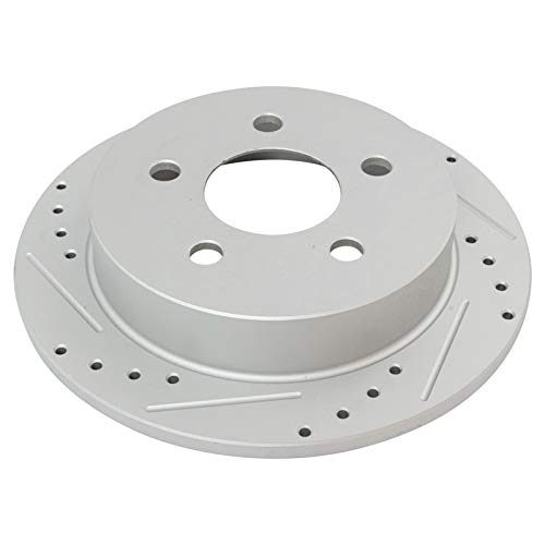Image of TRQ Performance Rear Brake Pad and Rotor Set Ceramic Coated Drilled Slotted Wear Sensor Compatible with 1999-2004 Oldsmobile Alero 1999-2005 Pontiac Grand Am