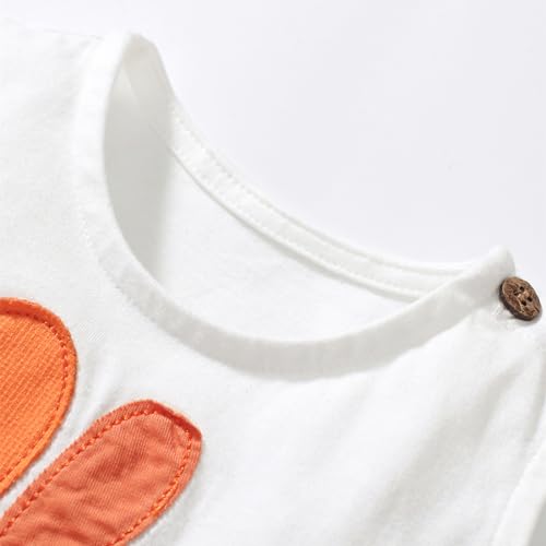 Image of HILEELANG Toddler Girl Summer Short Outfit Sets Cotton Short Sleeve Tops Tees Shorts Clothing Sets