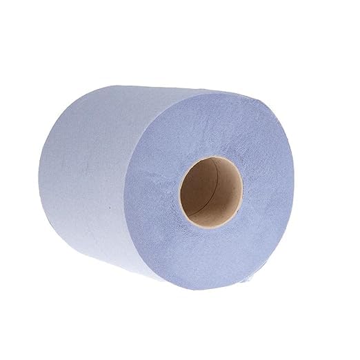 DSTOCK60 - Lot de 6 rouleaux à dévidage central - Bleu - 450 formats - Idéal pour une utilisation dans la restauration - Double épaisseur