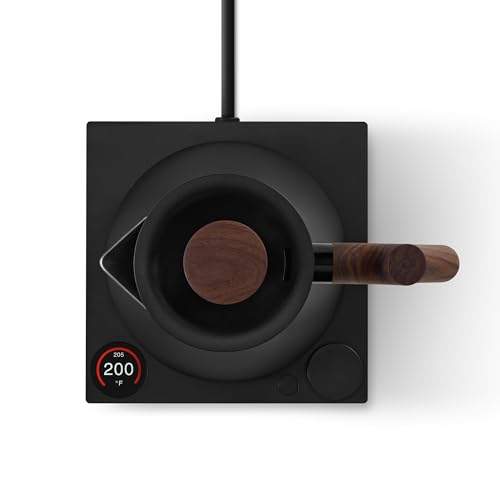 Image of Fellow Corvo EKG Pro Electric Tea Kettle - Quick Heating, Precise Temperature Control Electric Kettle, Scheduling, Built-in Brew Timer for Boiling Water - Matte Black with Walnut Handle - 0.9 Liter