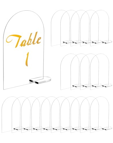 QWORK® 20 pièces Porte numero de table mariage 10x15 cm, Plaque acrylique transparent, Élégant et réutilisable