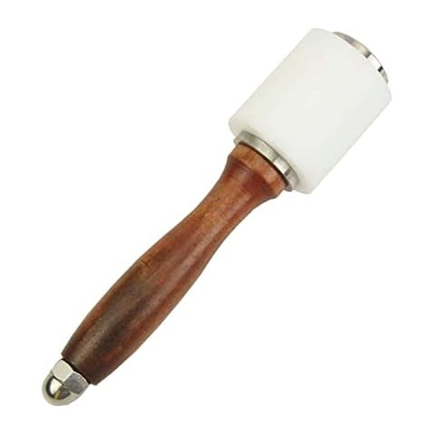 Leather Nylon Mallet,Meiyaa Leather Carving Hammer Nylon Carving Hammer with Wooden Handle for Leather Carving Craft (A) Cover