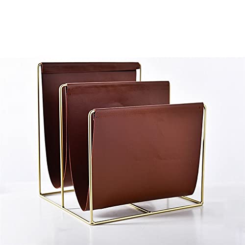 Revistero de cuero de metal de estilo europeo, elegante estante de almacenamiento portátil para oficina, sala de estar, baño y cocina, Modernfor revistas y archivos