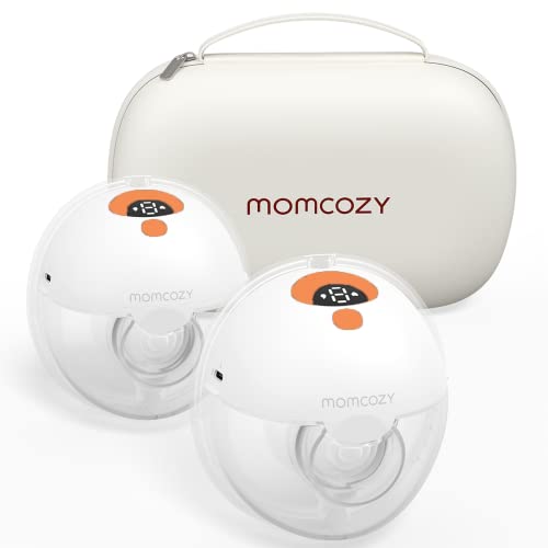 Image of Momcozy Breast Pump Hands Free M5, Double Wearable Breast Pump of Baby Mouth Double-Sealed Flange with 3 Modes & 9 Levels, Electric Breast Pump Portable - 24mm, 2 Pack Orange