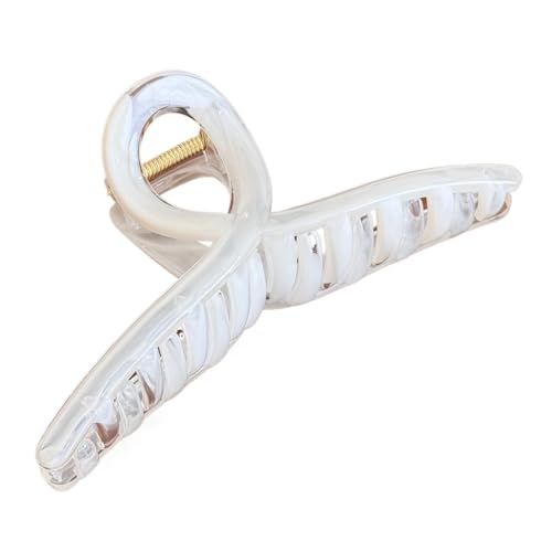 Pinces à cheveux en acrylique ondulé blanc grand format accessoires coiffure crabe transparent