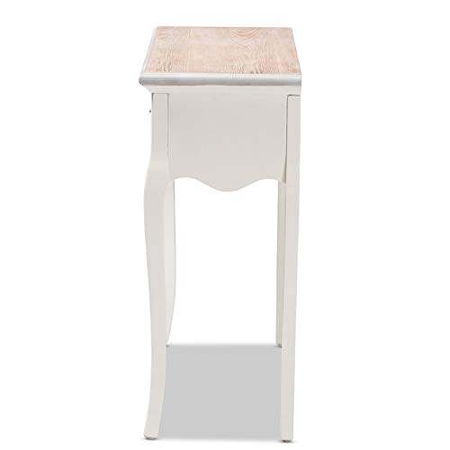 Baxton Studio Capucine Antique French Country Cottage Two Tone Natural Whitewashed Oak And White Finished Wood 2-Drawer Console Table #TOP7