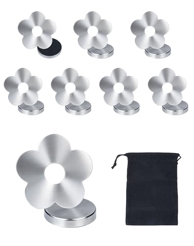 LUNEKUCK 8 Stück 56g Tischdeckenbeschwerer für Draußen Extra Schwer Tischdeckengewichte Tischtuchbeschwerer Magnete für Tischdecken Edelstahl Tischdecke Gewichte Tischtuchklammer (Blumen)