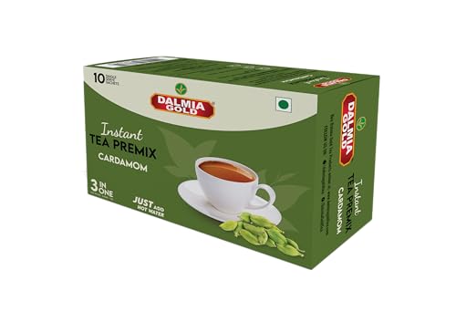 Image of Dalmia Gold Instant Tea Premix - Elaichi Flavour - Regular Sugar (14 Grams * 10 sachets) (Makes 100 ml) | Cardamom Instant Tea Powder