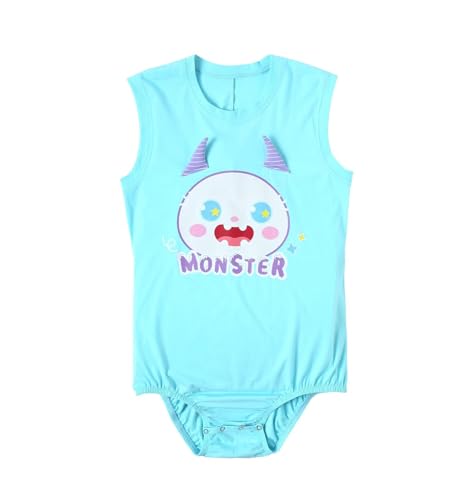 Mens Cotton Onesie Sleeveless Tank Bodysuit One Piece Pajamas Romper for Adult Monster2