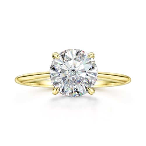 Michooyel 18K Gold Plated Round Cut Solitare 925 Sterling Silver | 2ct Engagement Ring Women, Wedding Ring, Promise Ring Cubic Zirconia