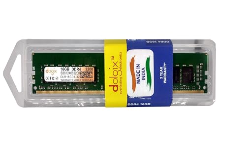 Image of Dolgix 16GB DDR4 3200MHz Desktop RAM (Memory) U-DIMM | Long-DIMM | PC4-25600 | CL-22 (1Rx8 Single Rank) 3 Year Warranty (Made in India)